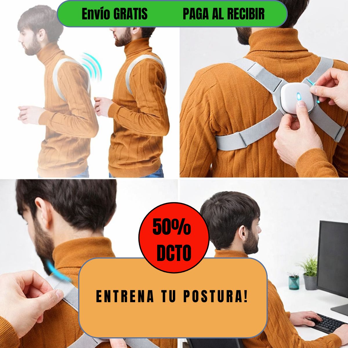 CORRECTOR DE POSTURA INTELIGENTE CUANDO TE ENCORVAS - 50%OFF