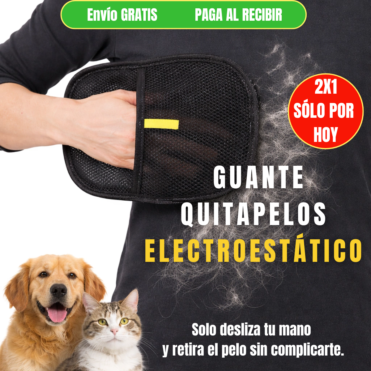 Guante QUITAPELOS electroestático ¡OFERTA imperdible día de la madre 2X1!