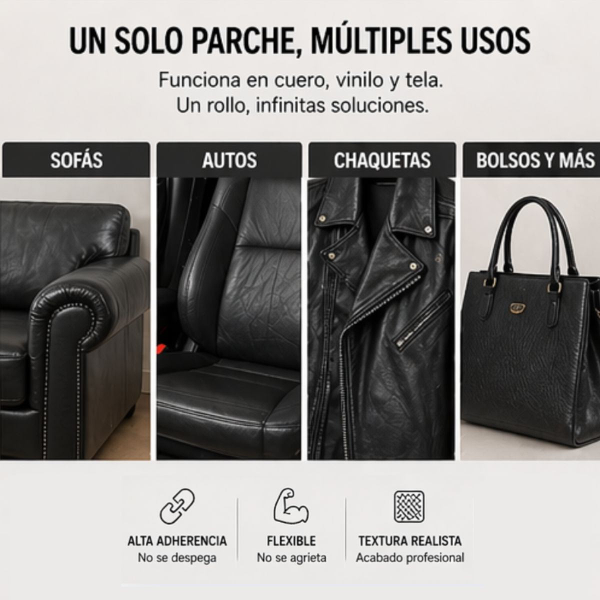 Adhesivo Reparador de Cuero NEGRO 50x150cm - ¡OFERTA!