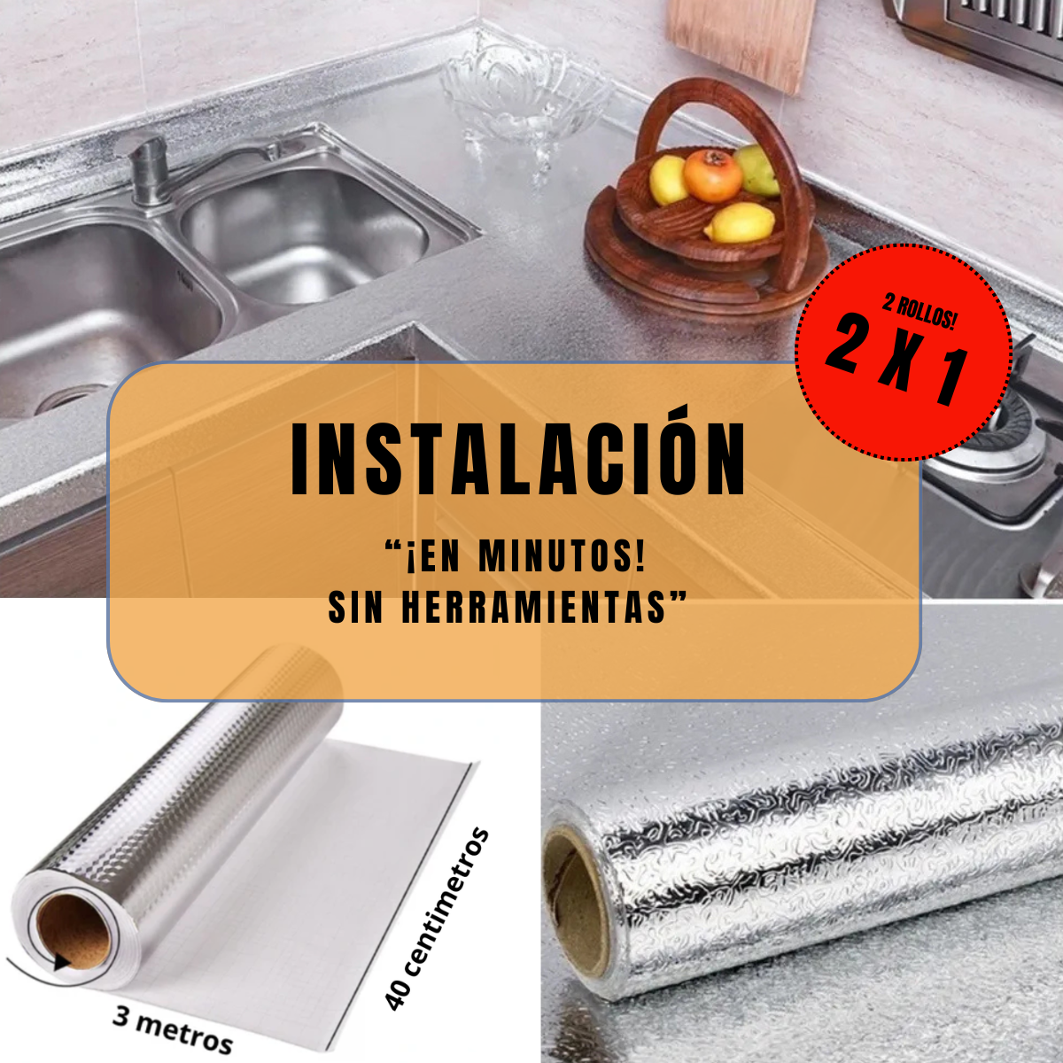 ALUMINIO ADHESIVO ANTIGRASA 50% OFF
